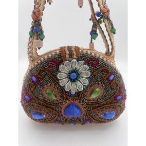 Handcrafted Beaded Evening Bag with Gemstone Accents
